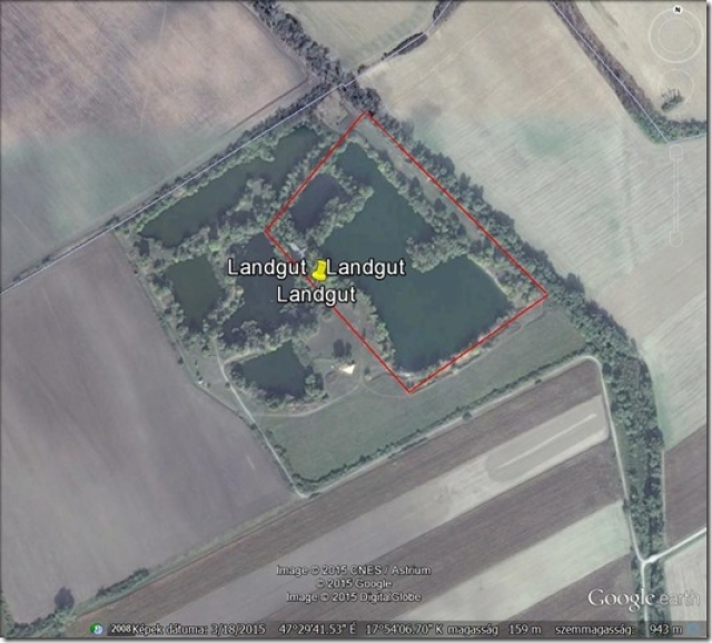 Grundstück, haus und See auf sechs Hektar.