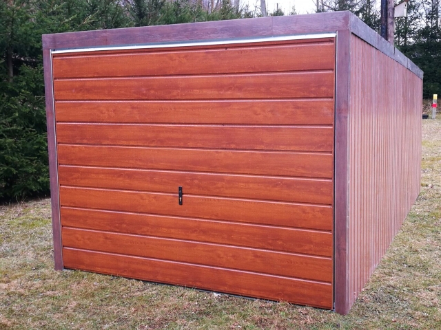 VIP COLLECTION Garage Blechgarage Metallgarage Schuppen Lager 3x5m HOLZOPTIK