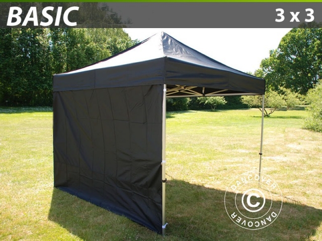 Faltzelt FleXtents Basic 300, 3x3m Schwarz, mit 4 wänden