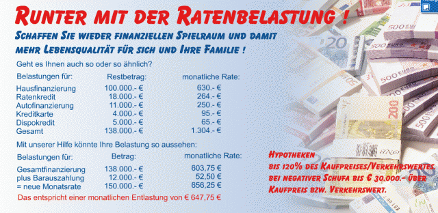Umschulden /hauskauf /Umfinanzieren auch bei Kreditkündigungen